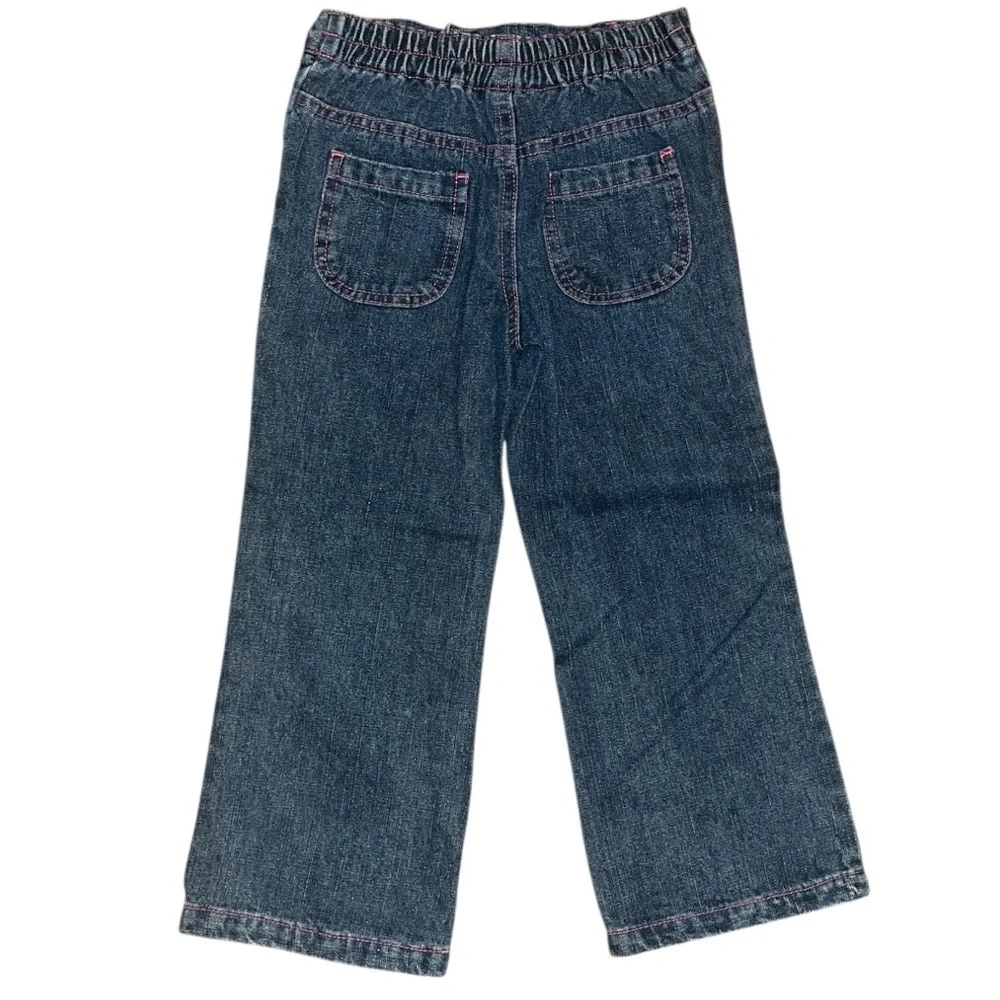 Sesame‎ Street Girls Toddler Blue Jeans Wide Leg Comfort Elastic Waist Pants 4T
